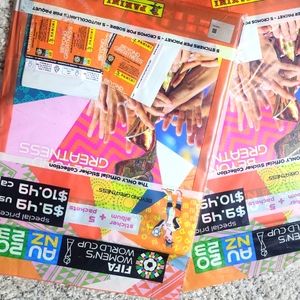 2 2023 fifa women's world cup sticker albums an 5 packs of stickers each pack